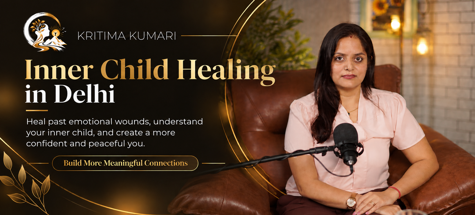 A calm reflective setting representing self-compassion and inner child healing
